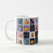 Gruseliges Patchwork-Halloween-Icon-Muster Kaffeetasse (Links)