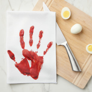 Gruseliges rotes Halloween-Hand (Stil Nr. 3) Geschirrtuch