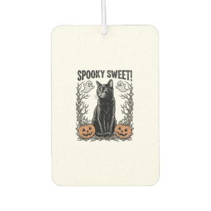 Gruseliges schwarzes Katze Vintage-Halloween-Stick Autolufterfrischer