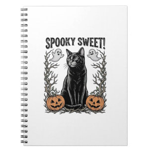 Gruseliges schwarzes Katze Vintage-Halloween-Stick Notizblock