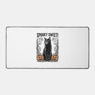 Gruseliges schwarzes Katze Vintage-Halloween-Stick Schreibtischunterlage