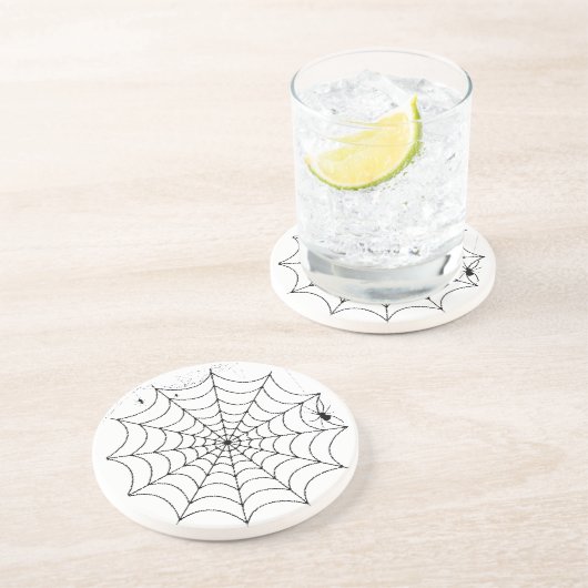 Gruseliges Spinnennetz Halloween Getränkeuntersetzer (Seite)