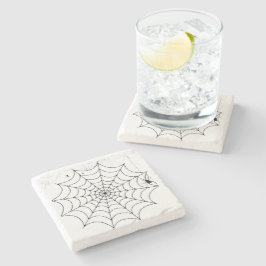 Gruseliges Spinnennetz Halloween Steinuntersetzer