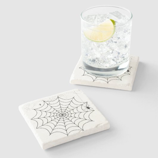 Gruseliges Spinnennetz Halloween Steinuntersetzer (Seitenansicht)