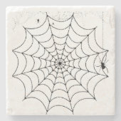 Gruseliges Spinnennetz Halloween Steinuntersetzer (Vorderseite)