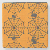 Gruseliges Spinnennetz Halloween Steinuntersetzer (Vorderseite)