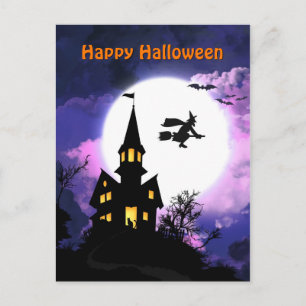 Gruseliges Spukhaus Frohes Halloween Postkarte