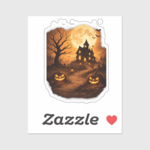 Gruseliges Spukhaus Halloween Aufkleber
