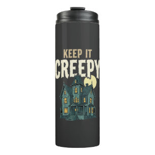 Gruseliges Spukhaus Halloween-Design_1 Thermosbecher