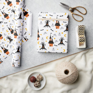 Gruseliges Spukhaus Halloween Geschenkpapier