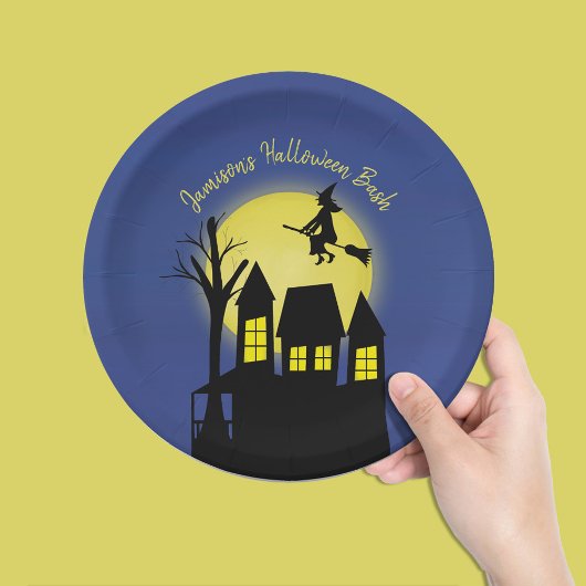 Gruseliges Spukhaus Halloween individuell Pappteller