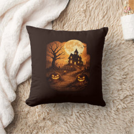 Gruseliges Spukhaus Halloween Kissen