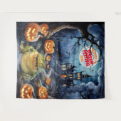 Gruseliges Spukhaus Halloween-Kulisse Wandteppich (Vorderseite (Horizontal))