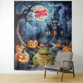 Gruseliges Spukhaus Halloween-Kulisse Wandteppich (Beispiel)