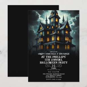 Gruseliges Spukhaus Halloween-Party Einladung