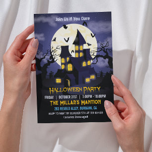 Gruseliges Spukhaus Halloween-Party Einladung