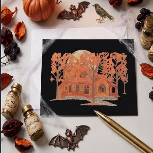 Gruseliges Spukhaus Halloween Postkarte