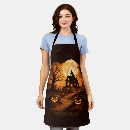 Gruseliges Spukhaus Halloween Schürze (Getragen)