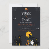 Gruseliges Spukhaus Koffer oder Behandle Halloween Einladung (Vorderseite)