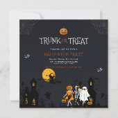 Gruseliges Spukhaus Koffer oder Behandle Halloween Einladung (Vorderseite)