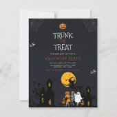 Gruseliges Spukhaus Koffer oder Behandle Halloween Einladung (Vorderseite)