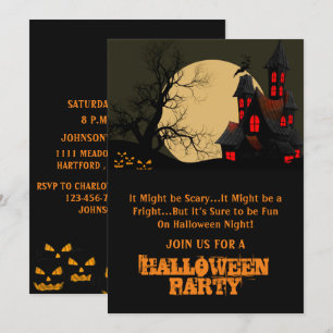 Gruseliges Spukhaus und Vollmond-Halloween-Party Einladung