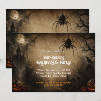 Gruseliges Spukschloss Halloween-Party Einladung