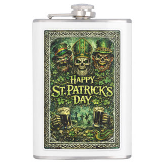Gruseliges und dunkles St.-Patricks-Tag-Design Flachmann