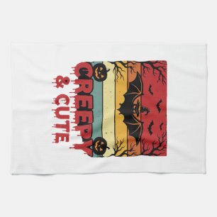 Gruseliges und Süßes Vintage-Fledermaus-Halloween Geschirrtuch