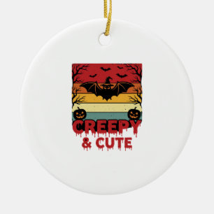 Gruseliges und süßes Vintage-Fledermaus-Halloween Keramik Ornament