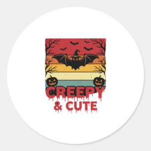 Gruseliges und süßes Vintage-Fledermaus-Halloween Runder Aufkleber