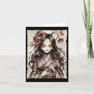 Gruseliges Vintage-Anime-Mädchen Manga Japanisch U Karte