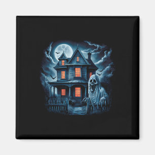 Gruseliges Vintage-Geisterhaus Dunkles Horror-Hall Magnet