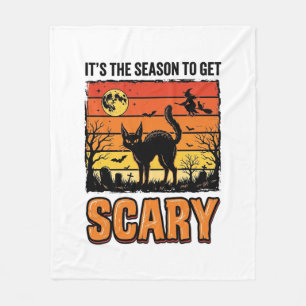 Gruseliges Vintage-Halloween-Katze-Hexen-Shirt-Des Fleecedecke