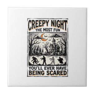 Gruseliges Vintage-Halloween-Spaß-Horror-Shirt-Des Fliese