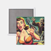 Gruseliges Vintage-Horror-Mädchen Magnet (Vorderseite/Rückseite)