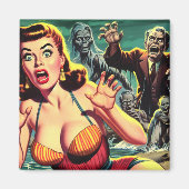 Gruseliges Vintage-Horror-Mädchen Magnet (Vorne)