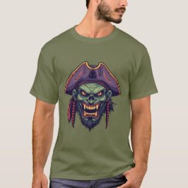 Gruseliges Vintage-Piraten-Schädel-Zombie-T-Shirt T-Shirt