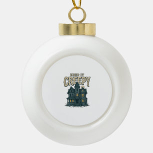 Gruseliges Vintage-Spukhaus Halloween-Dekor Keramik Kugel-Ornament