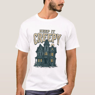 Gruseliges Vintage-Spukhaus Halloween-Dekor T-Shirt
