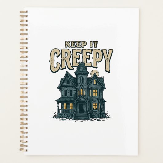 Gruseliges Vintage-Spukhaus Halloween-Des Planer (Vorderseite)