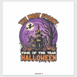 Gruseligstes Halloween Spukhaus Hexe Kürbisse Aufkleber