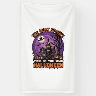 Gruseligstes Halloween Spukhaus Hexe Kürbisse Banner