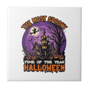 Gruseligstes Halloween Spukhaus Hexe Kürbisse Fliese