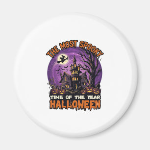 Gruseligstes Halloween Spukhaus Hexe Kürbisse Magnet