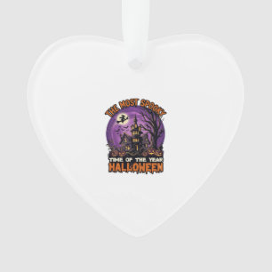 Gruseligstes Halloween Spukhaus Hexe Kürbisse Ornament