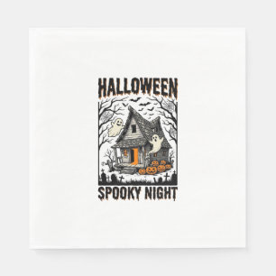 Gruselkabinen-Halloween-Kunst aus alten Zeiten für Serviette