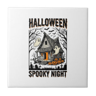 Gruselkabinen-Halloween-Kunst im Vintage-Stil für  Fliese