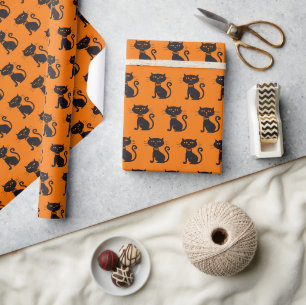 Gruselkatze Halloween schwarze Katze Geschenkpapier