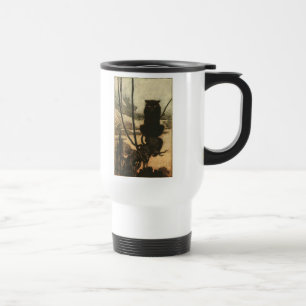 Gruselkatze Halloween schwarze Katze Vintage Rackh Reisebecher